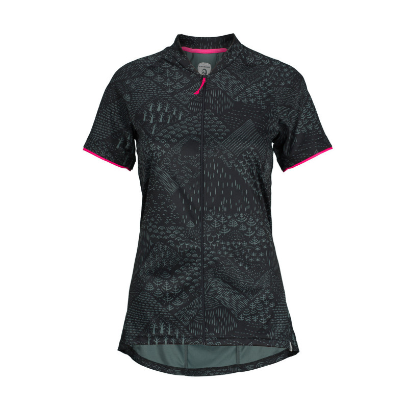 Dámske cyklistické tričko Northfinder Dika celorozopínacie čierno-sivé L