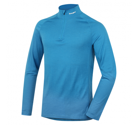 Pánske termo tričko Merino s dlhými rukávmi a zipsom modré XL