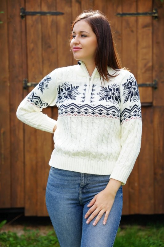 Nórsky sveter Kirka-z dámsky M biely